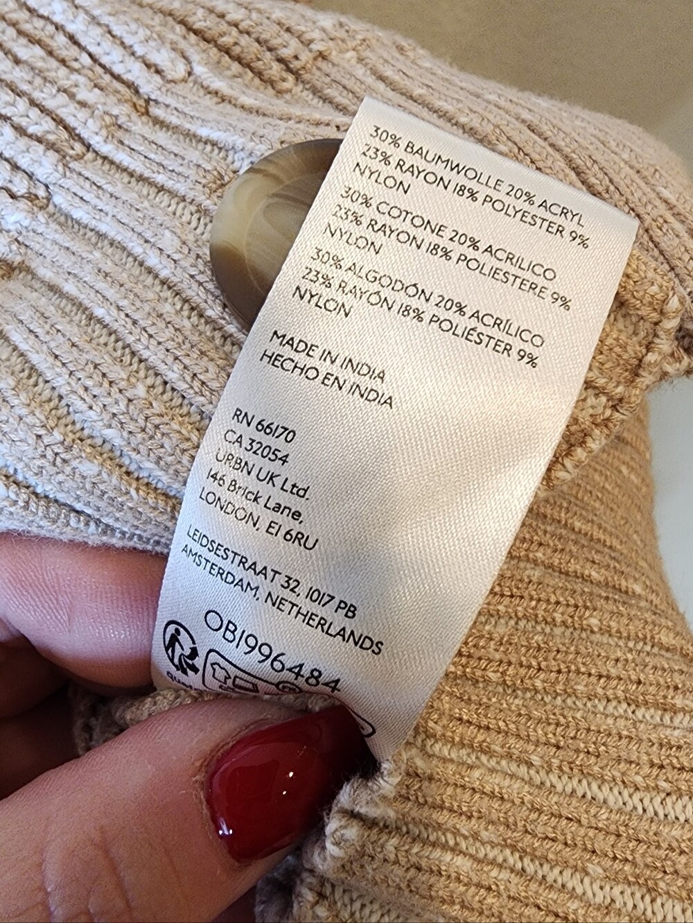Free People Beige Button V-neck Knit Sweater Cardigan Pockets Small Oversized - Picture 13 of 16